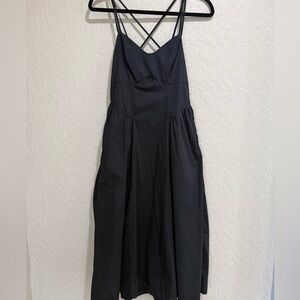 NWOT Black Drop Waist 100% Cotton Strappy Summer Dress